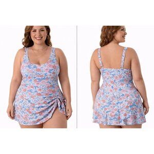 2XL Swimdress  Floral One Piece Tummy Control Skirted Swimsuit NWT